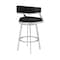 Armen Living Dione 26" Counter Height Swivel Black Faux Leather and Brushed Stainless Steel Bar Stool 840254335158 - alternate 9